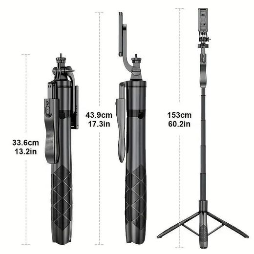 Generic 1530mm-L16 Wireless Selfie Stick Tripod with 1/4” Screw Mount & Bluetooth Remote - image 3