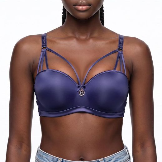 Binnys Versatile Essential Dark blue Underwire Bra, Unremovable Fixed Padding, Adjustable straps, 42C bra size, Demi-cup Office Casual Social Occasions, Breathable in summer,Womens Support Bra