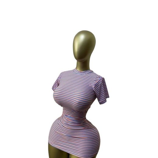 Fashion NELA- Striped Short Sleeve Mini Casual Dress - Multicolor - image 2