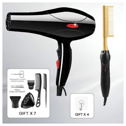 SUNDASELF 2200W Black Electric Hair Dryer Blow Dryer Hair Tools+ Nail Clipper Set 6 Gifts  + 	 2 In1 Gold Hair curler