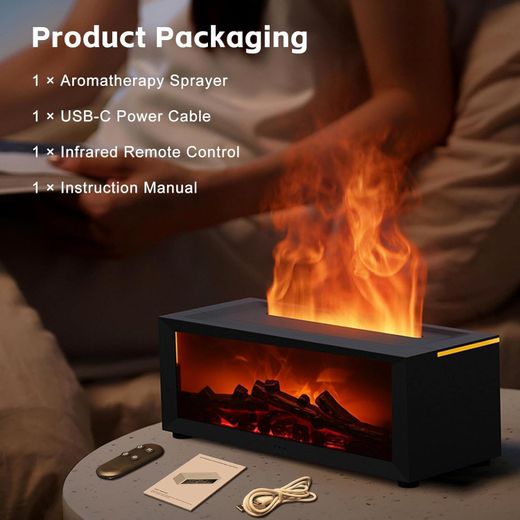 Generic Flame Effect Aroma Diffuser & Humidifier – Ultrasonic Essential Oil Diffuser with LED Light - image 2