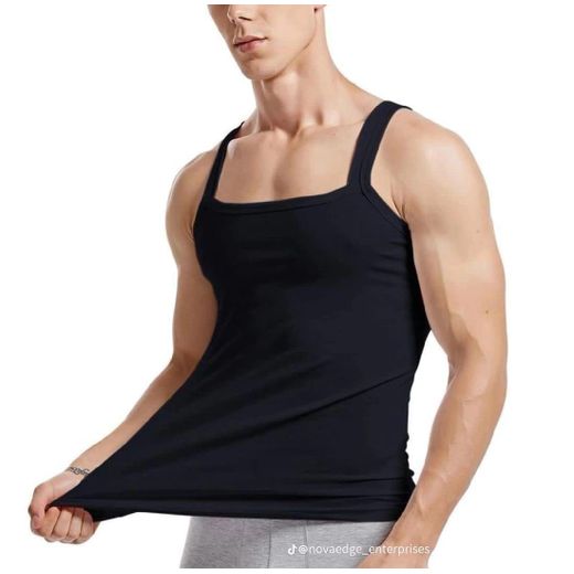 Round Collection 1 Pcs Men’s Slim Fit Stretch Tank Top – Breathable Sleeveless Innerwear (Black)