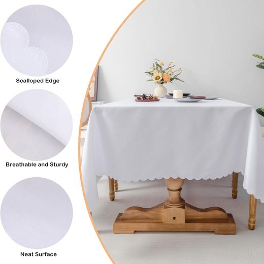 Generic Tablecloth 55 x 71 Inch, Wrinkle Resistant White Table Cover - image 3