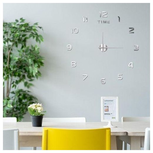 Generic DIY 3D Large Art Wall Clock - Silver - image 2