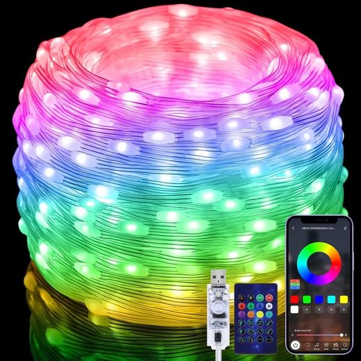 Generic RGB IC Smart String Light DIY LED Fairy Lights Programmable USB Garland Decoration
