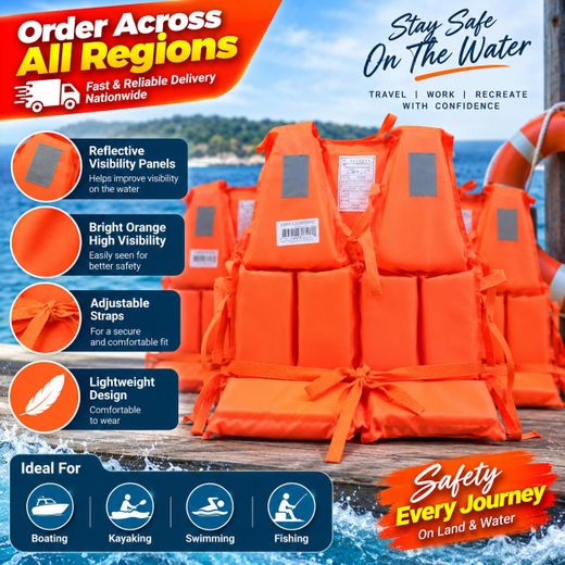 Liangshi Kids Life Jacket – Orange & Blue Adjustable Safety Flotation Vest