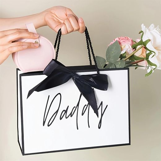 ShebSheb 2Pc Daddy Gift Bag, 12.6×9.8×4.33 in Holiday Paper Tote Bag with Rope Handles, Foldable Gift Packaging Bag for Dad Birthday - image 3