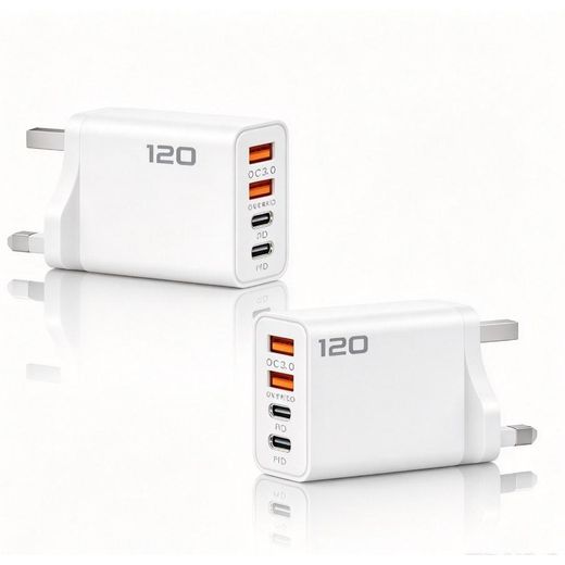 Generic Charger head 120W UK Plug Multi Port Fast Charger 2 USB 2 PD Port Phone Charging Adapter For Home And Outdoor Use - image 2
