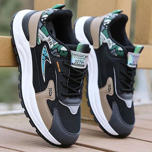 AIDAILU Men's Comfortable Sneakers Outdoor Shoes Lightweight Sport Shoes - Black
