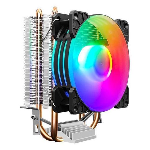 Generic Dual-copper-pipe desktop PC CPU air cooler with fan – quiet and illuminated (AMD compatible)