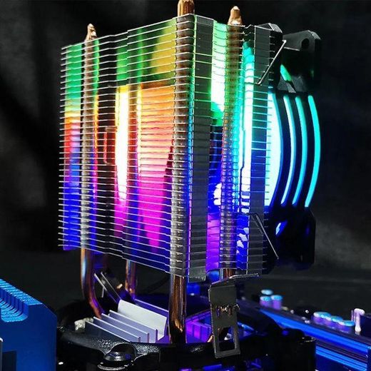 Generic Dual-copper-pipe desktop PC CPU air cooler with fan – quiet and illuminated (AMD compatible) - image 2