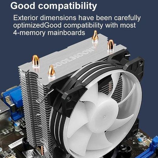 Generic Dual-copper-pipe desktop PC CPU air cooler with fan – quiet and illuminated (AMD compatible) - image 3