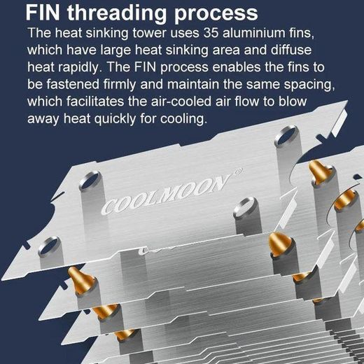Generic Dual-copper-pipe desktop PC CPU air cooler with fan – quiet and illuminated (AMD compatible) - image 4