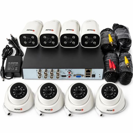 Petos 8-Channel AHD CCTV Camera Kit with 8 Security Cameras, DVR Recorder, Wired Home & Business Surveillance System
