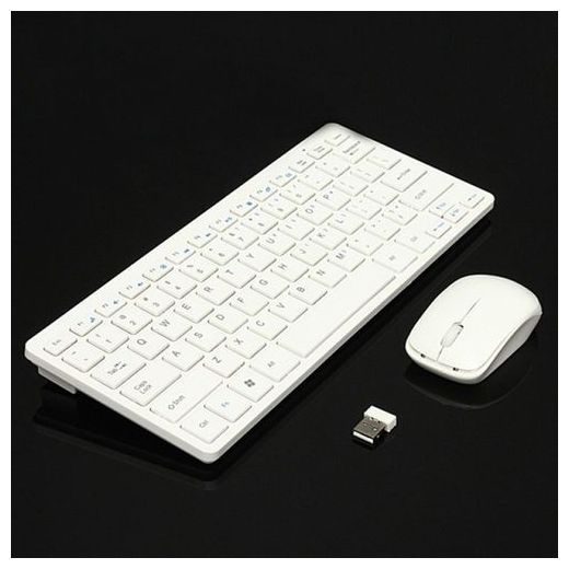 Generic Wireless Keyboard & Mouse Combo + Free 4Pcs AAA Batteries - White - image 2