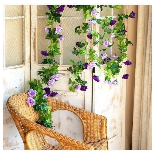 Generic 2.4m Rose Garland, Rose Vine—Wedding Party Home Garden Wall Decoration (Purple) - image 4