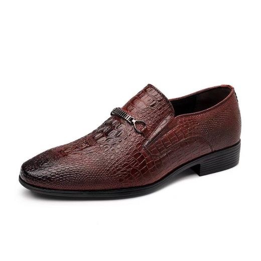 Fashion Men High-End Crocodile Pattern Glossy Tassel Brogue Shoes Loafers & Slip-ons Formal Corporate Red