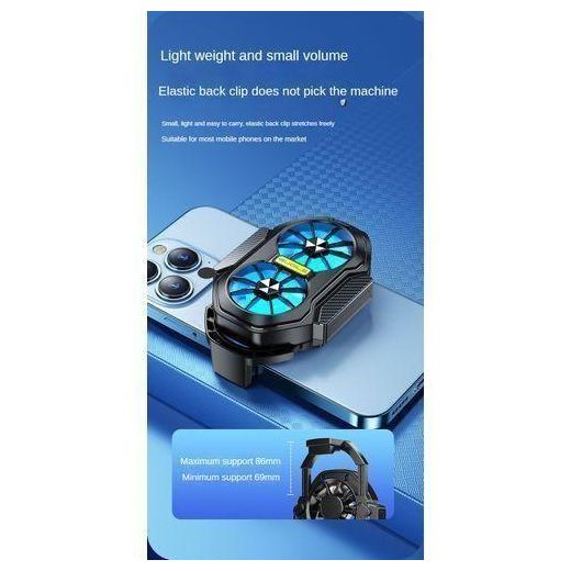 Generic Dual Fan Mobile Phone Cooler with 2×300mAh Battery, Type-C Interface, Universal Gaming Phone Radiator - image 2