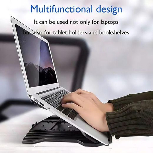 White Label Laptop Stand With Mobile Phone Holder - Black - image 2