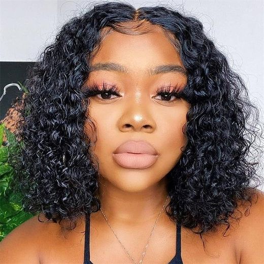 Generic African curly afro wig, black short fluffy synthetic fiber wig - image 3
