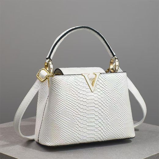 Luxury Women Snake Handbag-WHITE