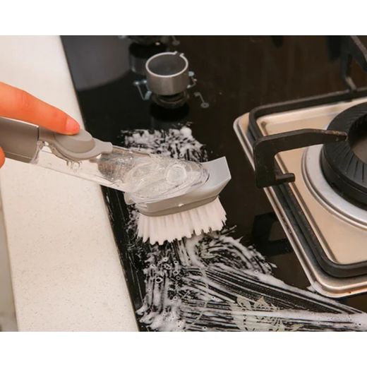 AD GALAXY 2 in 1 Long Handle Dish Washing Brush with Liquid Soap Dispenser  - Grey - image 4