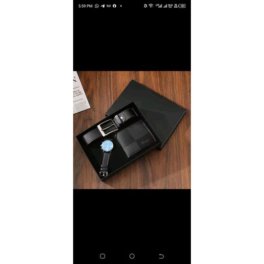 Generic Excecutive Essential Men's Watch + Belt + Wallet + Exquisite Gift Box Set-Black - image 3
