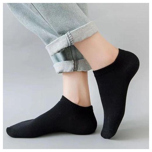 Fashion A Pair Plain Office Cotton Men Quality Ankle Socks-Black - Black