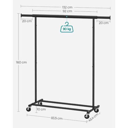 LASA Extendable Rolling Clothes Rack - Black - image 2