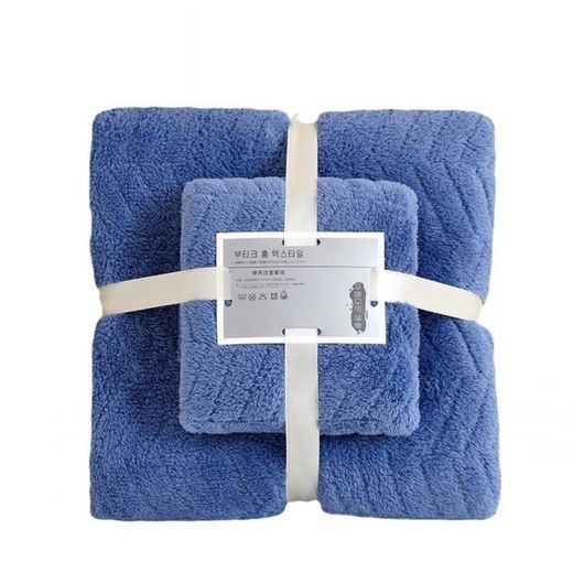 Generic 2pcs Soft Towel Facial Towels+Bath Towels -blue