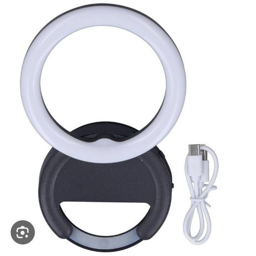 Mini LED Ring Selfie Light – Portable Rechargeable Clip-on - Black - image 3