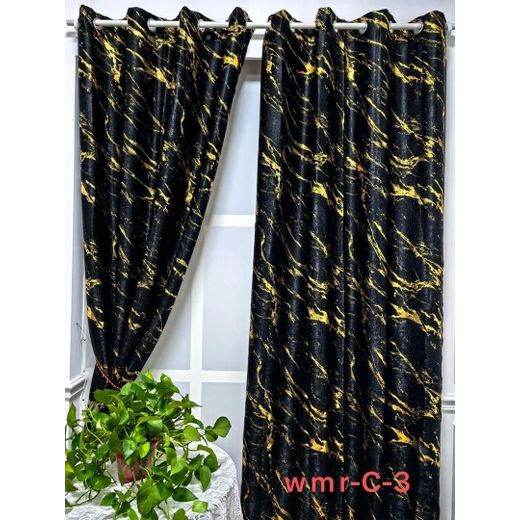 Generic 2 In 1 Curtains – Blackout & Sheer Window Curtain Set – Black/Gold - image 2