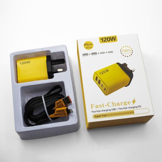 Generic Double PD Fast Charger with Type-C & QC3.0 Ports Support PD Charging Adapter