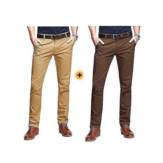 White Label 2-Piece Slim Fit Chinos - Khaki/Coffee Brown