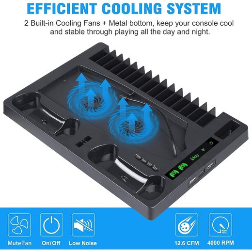 Generic PlayStation 5 Vertical Stand (Black) - Features Dual Cooling Fans and Dual Controller Charging Dock,Compatible with PS5 Digital Edition and Disc Edition Consoles - image 2