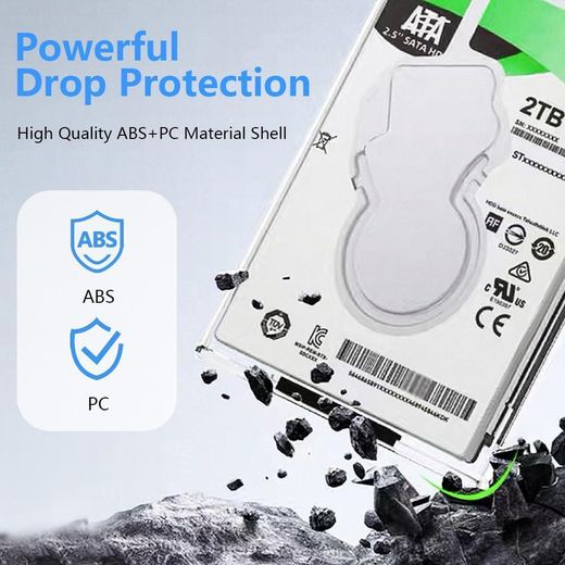WEJESS 2.5 Inch Hard Disk Case Transparent HDD Enclosure  SATA to USB 3.0 External Hard Drive Enclosure  5Gbps High Speed - Support 6TB - For Laptop/PC - image 2
