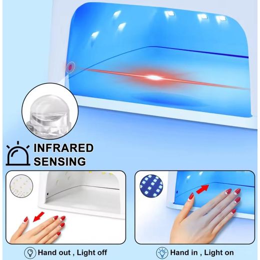 Nail Dryer 2-in-1 Professional UV LED Nail Lamp Rechargeable Gel Nail Light With 4 Timing Modes and Automatic Sensors Nail Art Gel Polishing Lamp - Pink - image 2