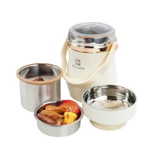 AILIJIN 2.8 Litres Stainless Steel Thermal Food Flask For Keeping Meals warm Or Cold White
