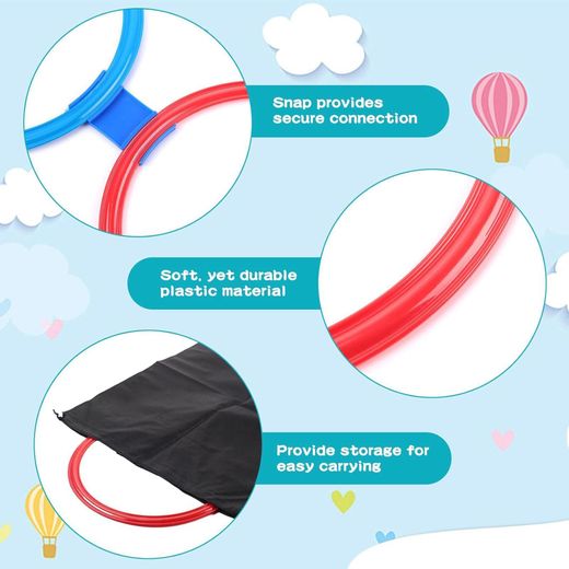 Generic Hopscotch Rings – Agility Rings for Kids, 2-Set – (10 Round + 10 Square, 15-inch) + 30 Connectors - image 3