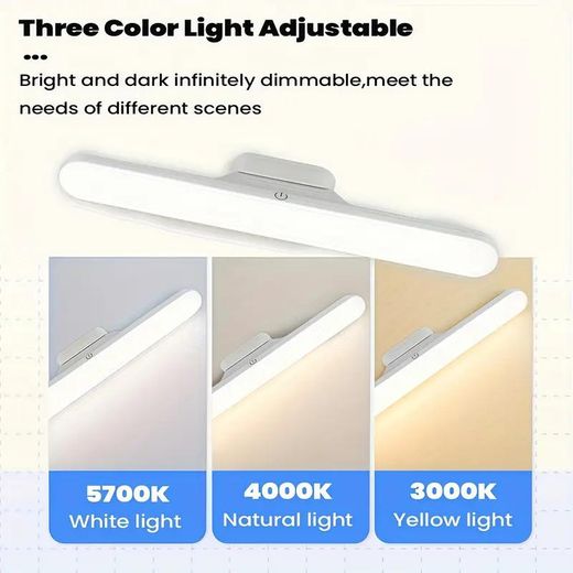 Generic Multi-Function Magnetic LED Wall Light – USB Rechargeable, Rotatable, Touch Control, 3 Color Modes - image 2