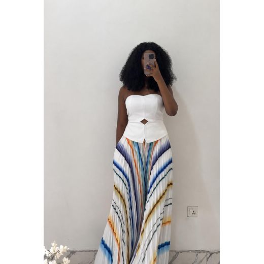 Fashion Rich auntie two piece corset like top with palazzo pant - image 2