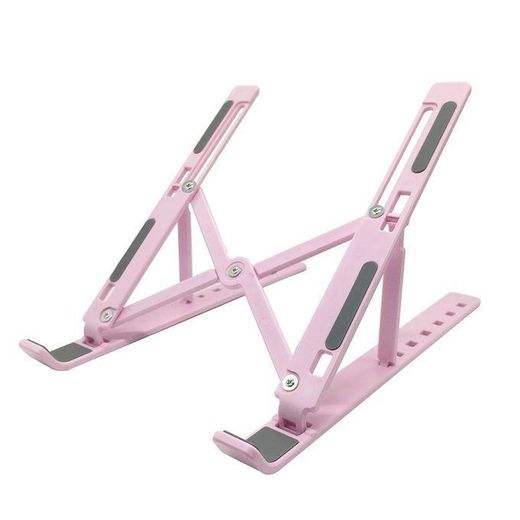 Metalic Foldable Laptop Tablet Stand Adjustable Bracket - Pink