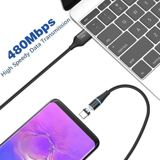 Generic Magnetic Charging Cable, 3 in 1 3A Fast Charge and Sync Data Magnetic Cable with Micro USB Type C IP Adapter for Phone, Android Samsung, Huawei, Kindle (2M, Red) - image 3