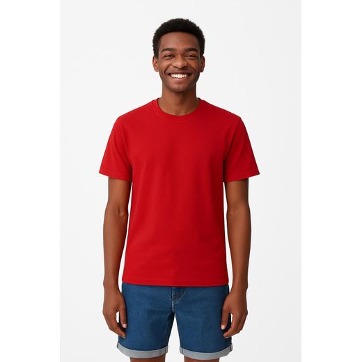 Chase Red Cotton Crew Neck T-Shirt- RED