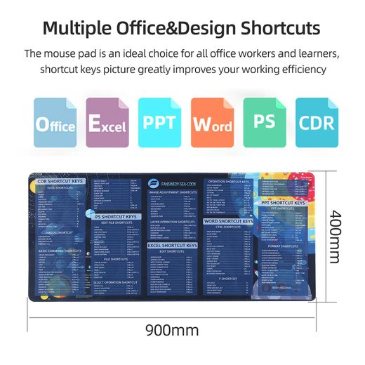 Generic Ultra-large Size Mouse Pad Computer Office Shortcuts Desk Pad Smooth Movement - image 2