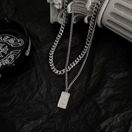 Fashion HIBUY Titanium Steel Cuban Chain Men's Double Layer Necklace - image 4