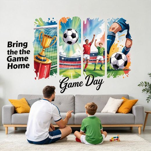 Generic ASCENT Cartoon football fan Wall Stickers - Waterproof Peel & Stick Decals for Kids Bedroom Decor - image 2