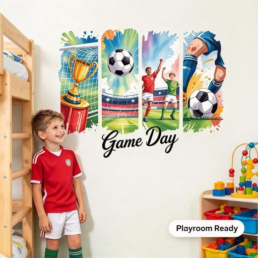 Generic ASCENT Cartoon football fan Wall Stickers - Waterproof Peel & Stick Decals for Kids Bedroom Decor - image 4