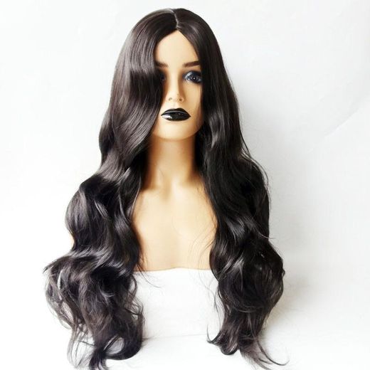 Generic Centre-Parted Big Curve Long Curls Wig Chemical Fiber Hair Full Headgear For Women - image 4