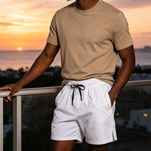 Berrykey Men's White Beach Shorts With Elastic Waist And Drawstring For Summer Swimming Casual Wear - image 3
